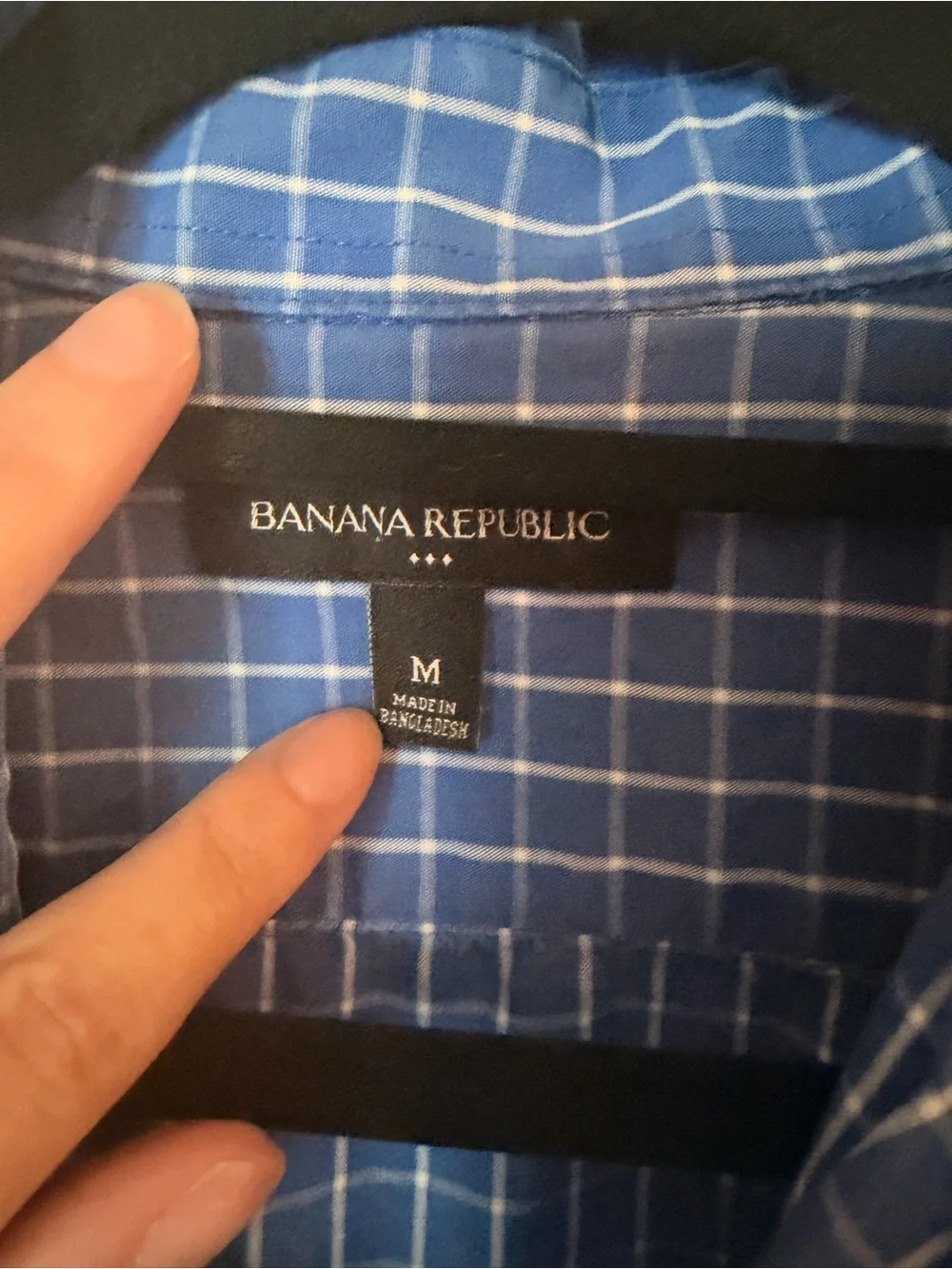 Banana Republic Blue Windowpane Short-Sleeve Button-Down Shirt